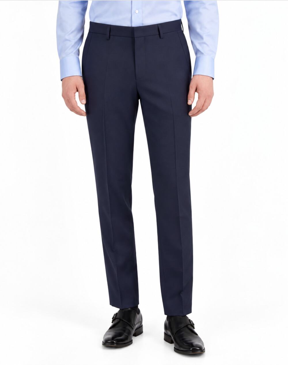 HUGO BOSS MENS Sharp 3 Suit Pants 38x28 Navy Blue Flat Front Slim Fit Dress NWOT